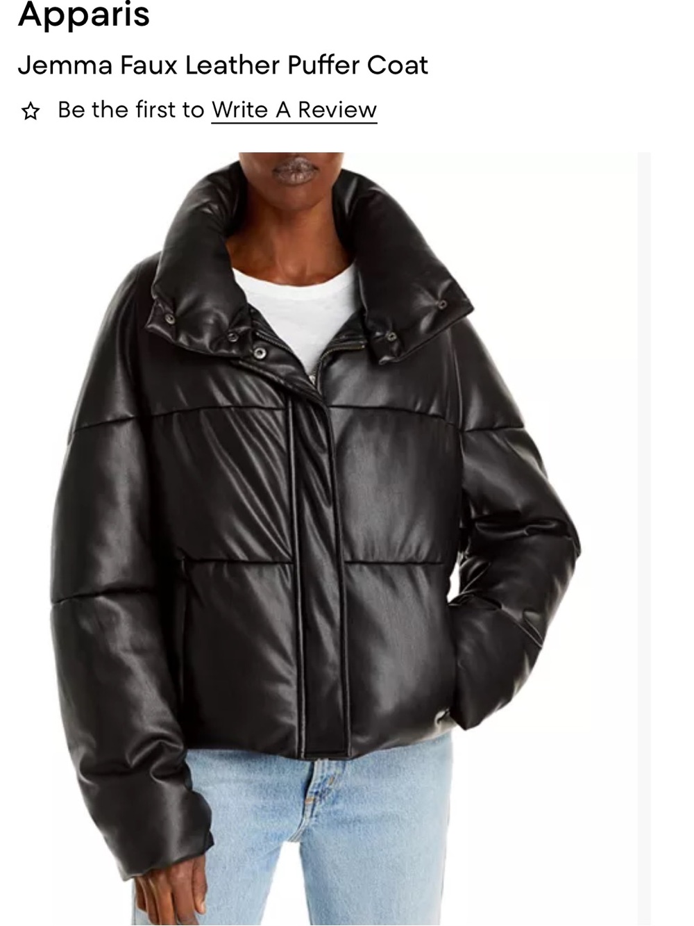 Apparis Black Faux Leather Puffer Jacket